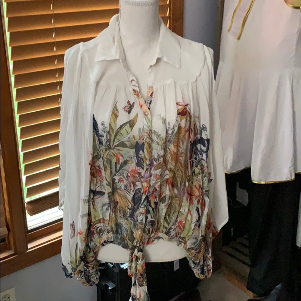 Anthropologie Sheer White Top